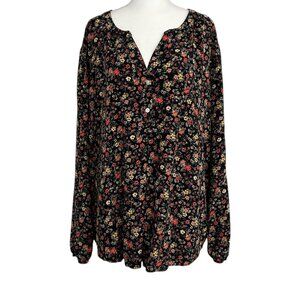 Old Navy Tunic Floral Dark Cottagecore Long Sleeve Blouse Top (XXL Tall)